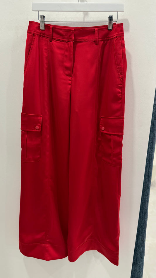 Satin Cargo Pant Red