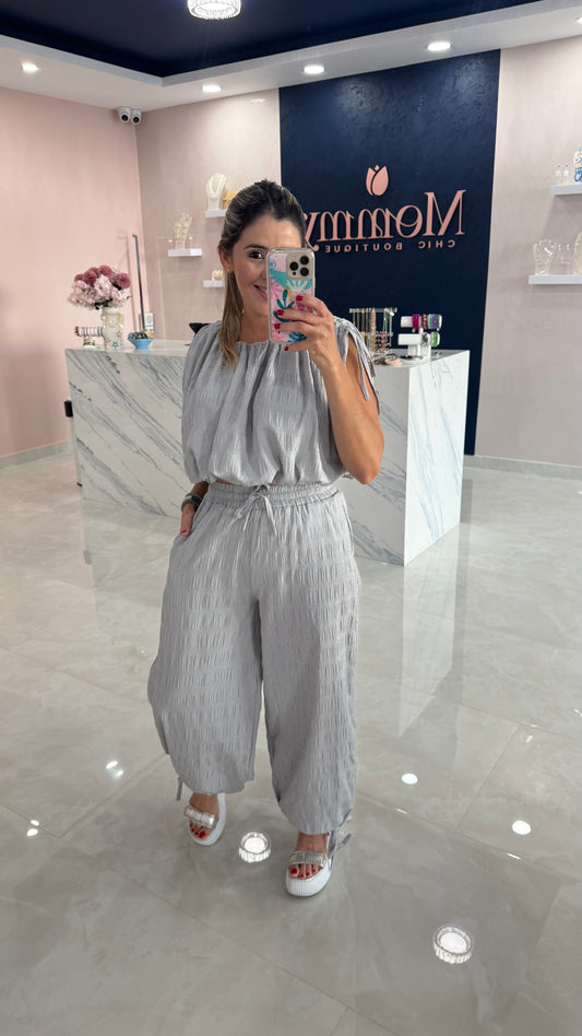 Textured Bubble Top & Jogger Set
