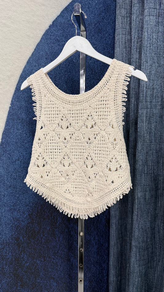 Crochet Knit Top Natural