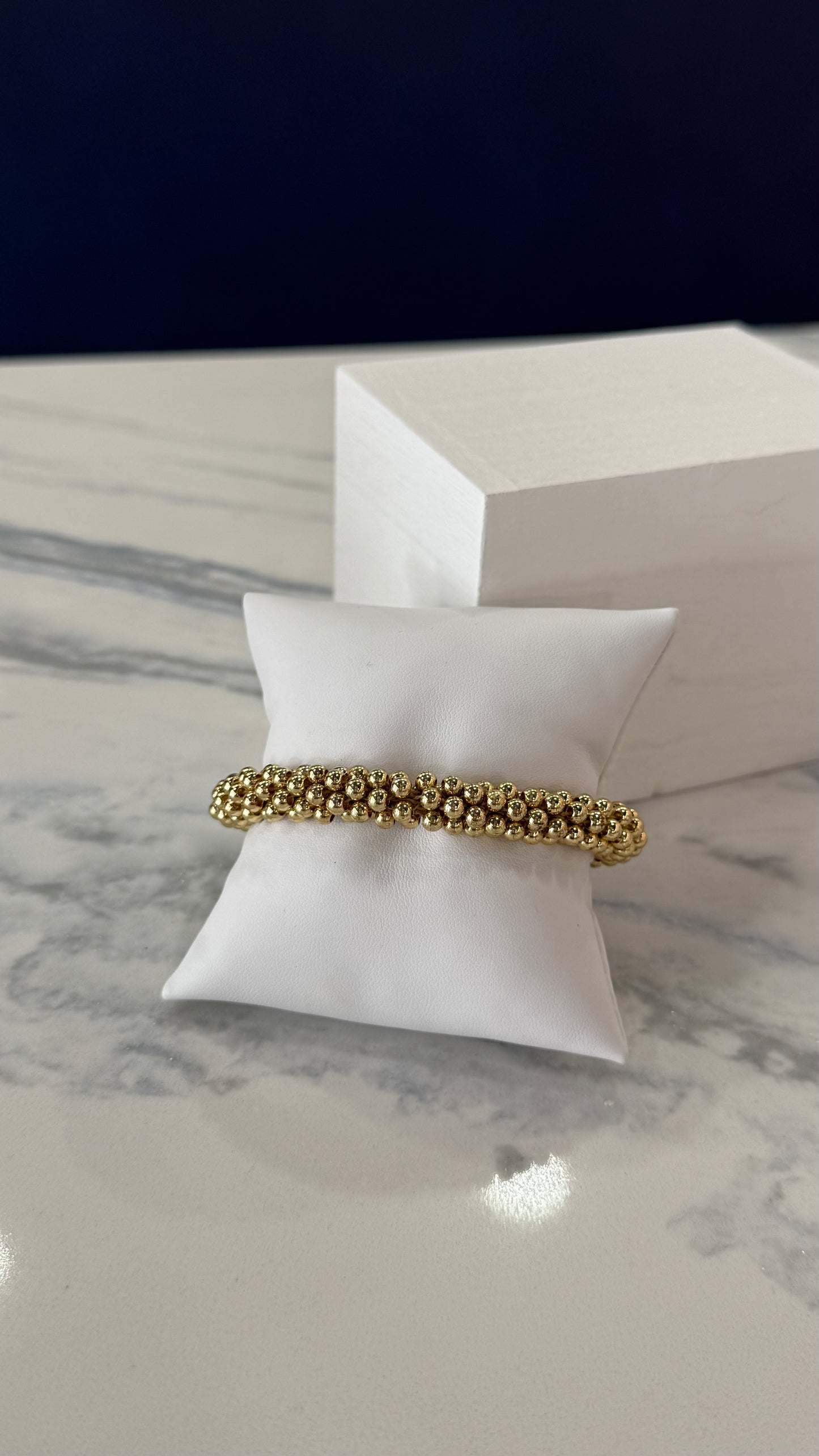 Beaded Elastic Bracelet Gold