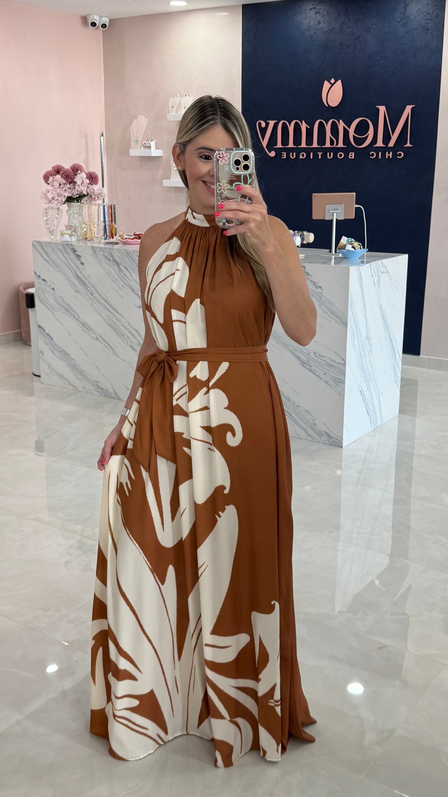 Satin Printed Maxi Dress