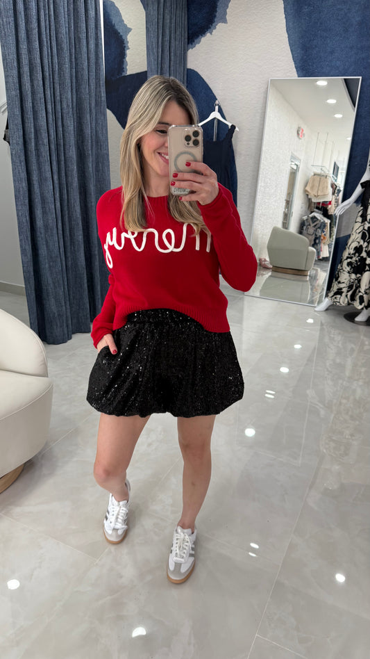 Sequin Short Black
