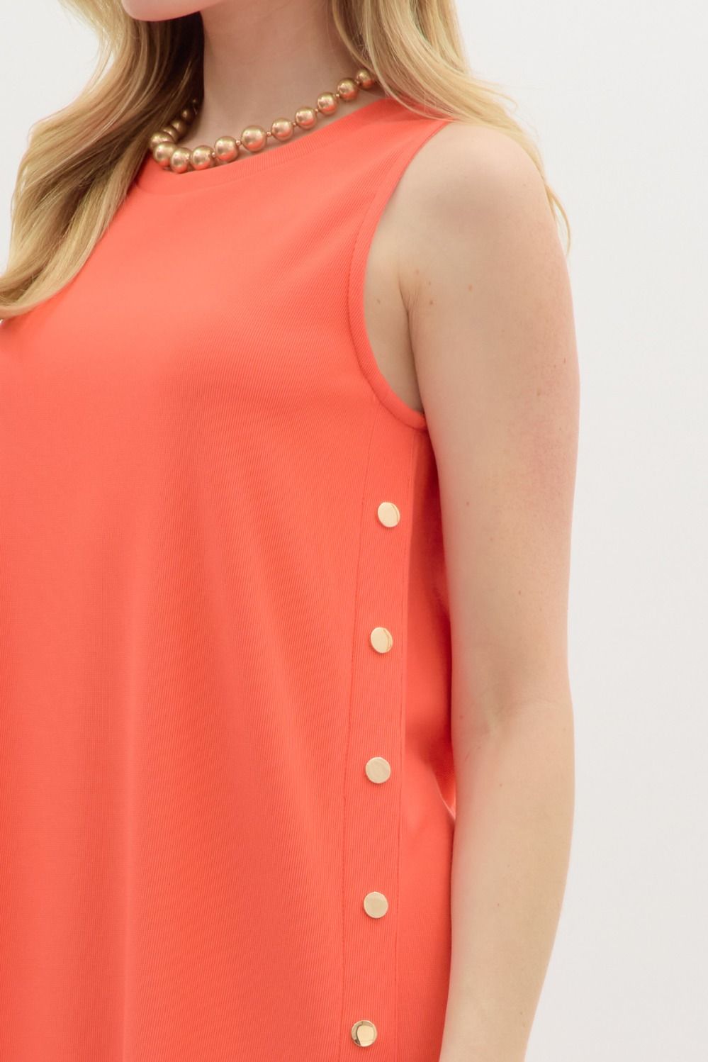 Button Sides Maxi Dress Orange