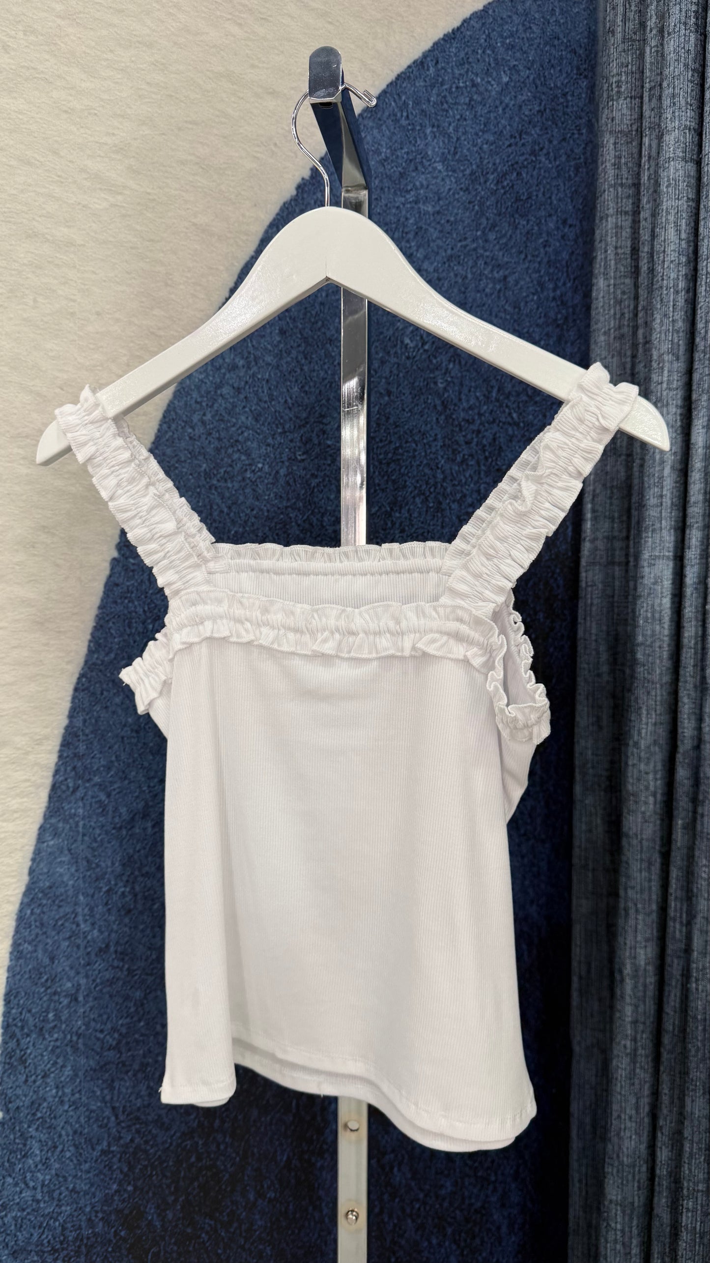 Ruffle Top Tank White