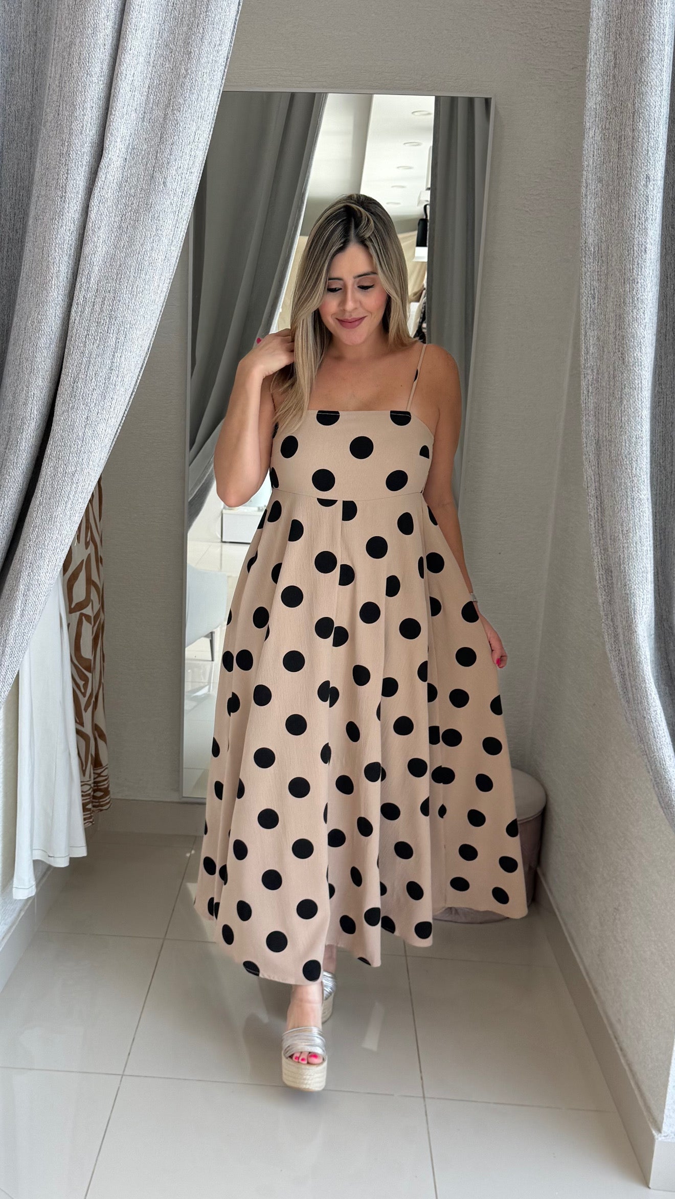 Polka Dots Dress Taupe