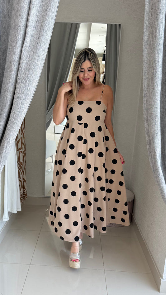 Polka Dots Dress Taupe