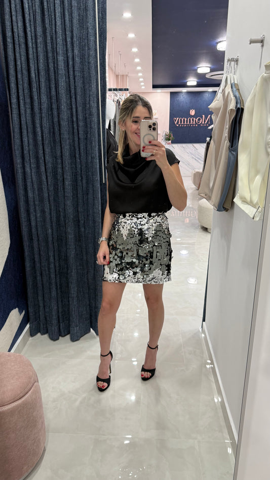 Sequins Skirt Silver
