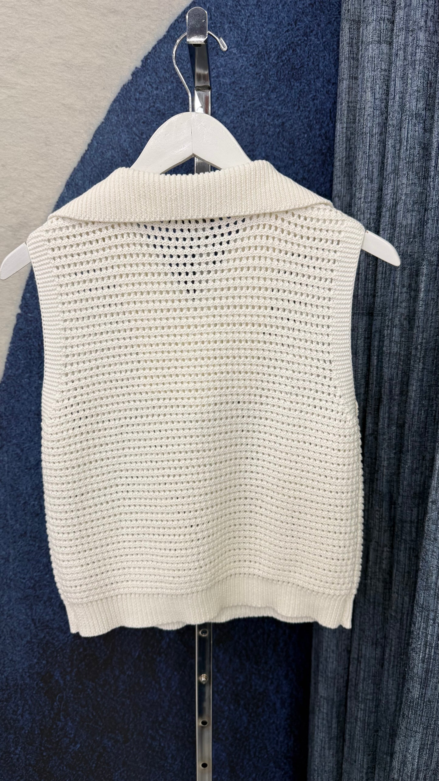 Zip Knit Top Off White