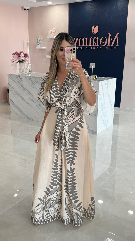 Printed Jumpsuit Ivory / Gray