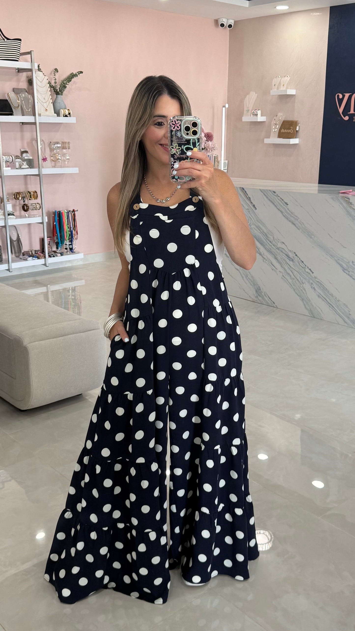 Polka Dots Jumpsuit Navy