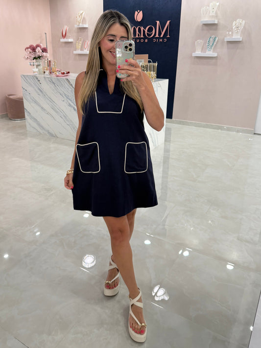 Linen & Cotton Dress Navy