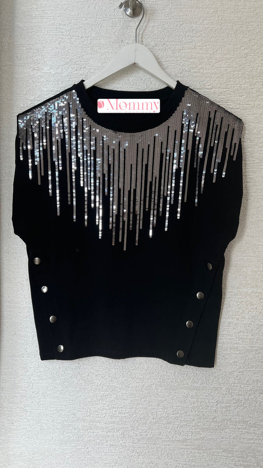 Sequins Top Black