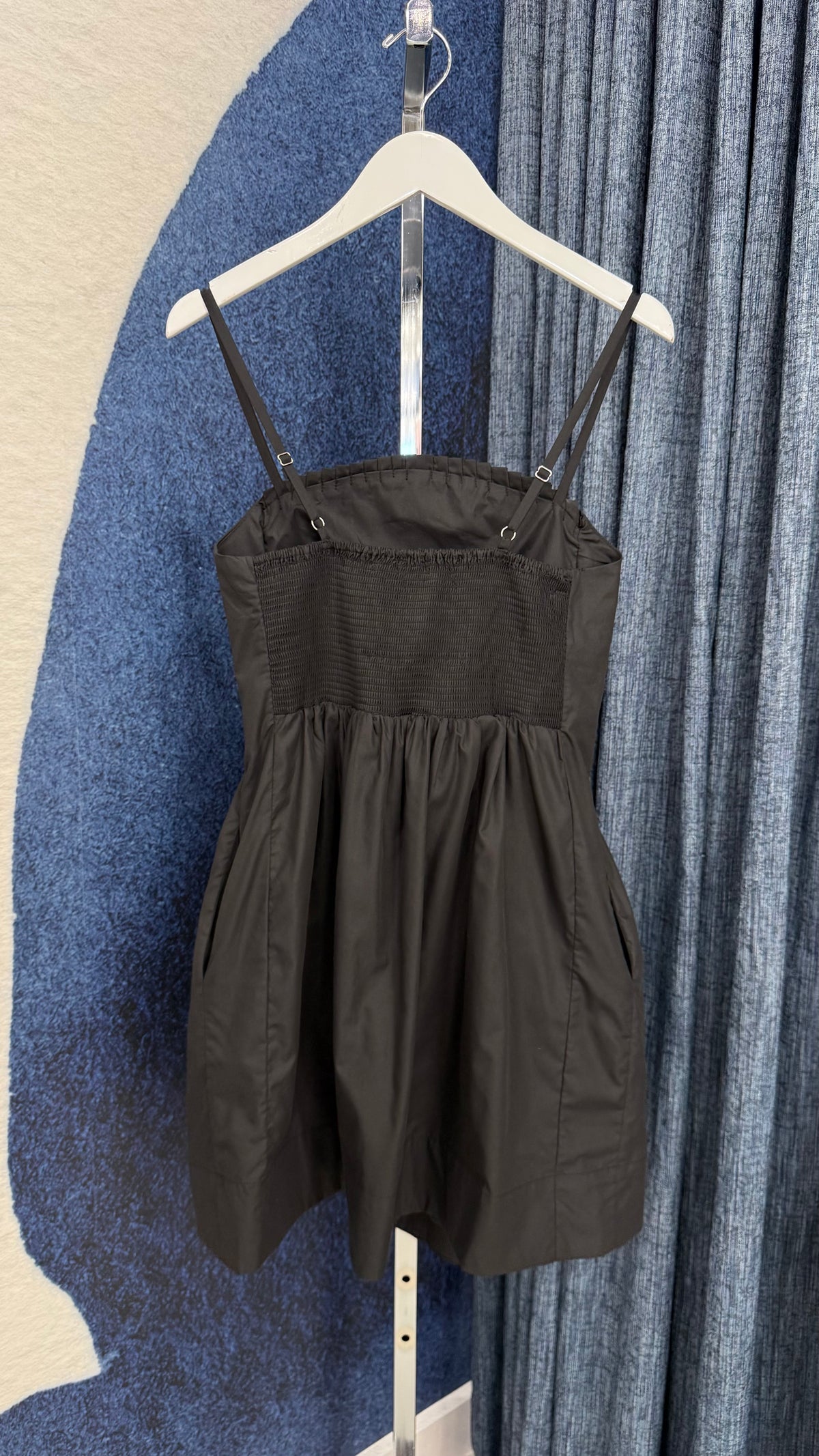 Pleated Cotton Dress Black