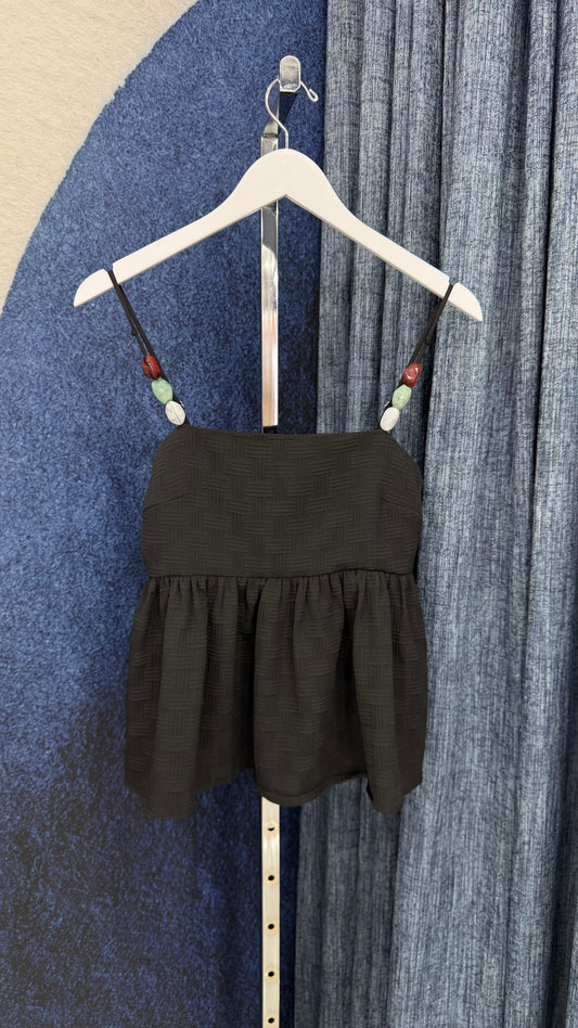 Peplum Texture Top With Stones