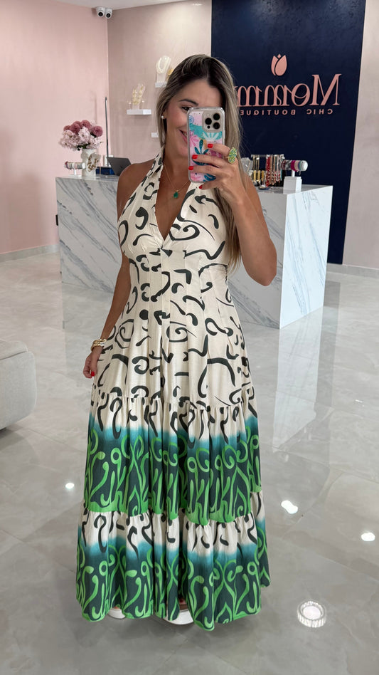 Printed Halter Maxi Dress