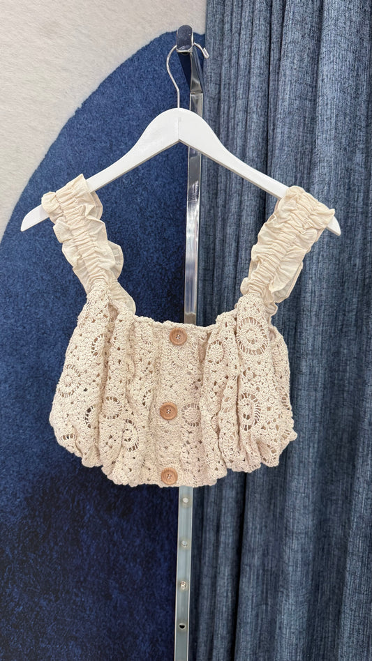 Embroidery Bubble Top Taupe