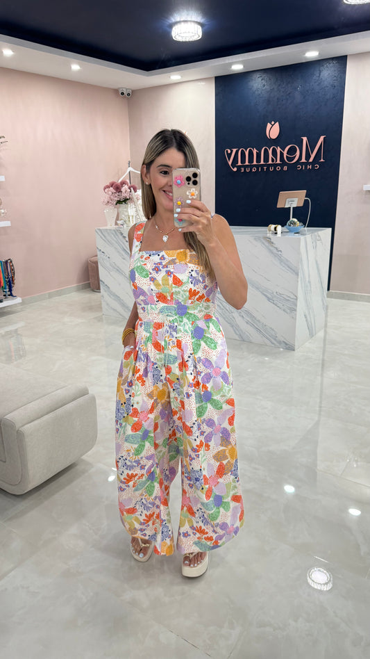 Floral Printed Jumpsuit With Drawstring