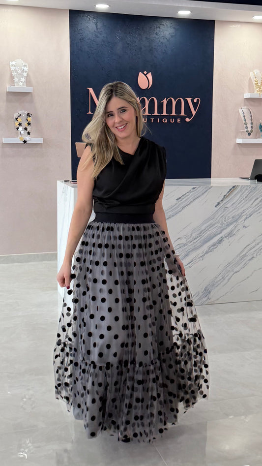 Polka Dot Tulle Maxi Skirt