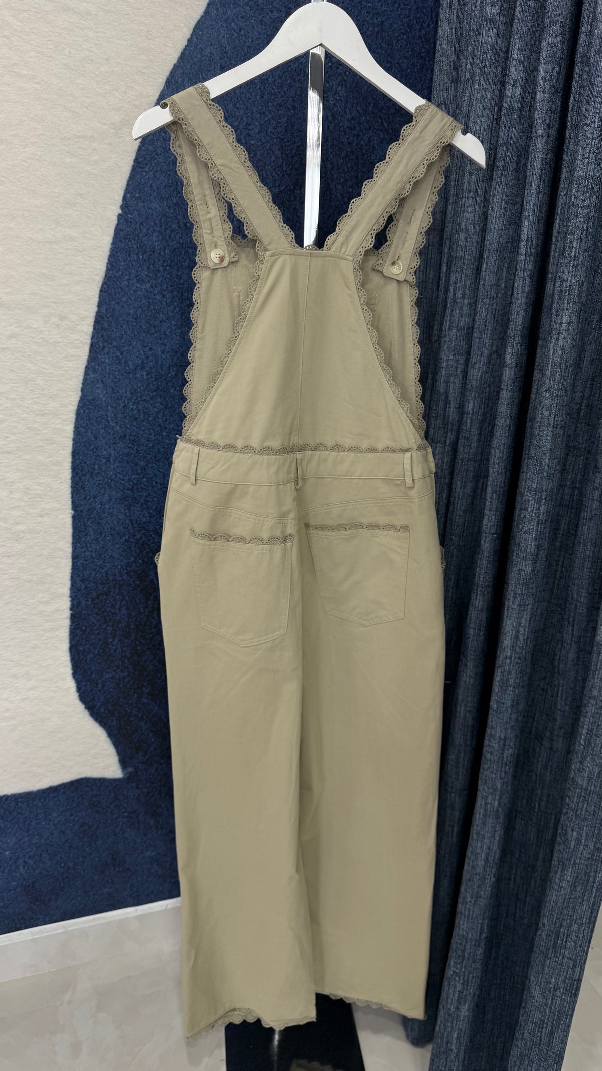 Light Olive Overall With Embroidery Detail