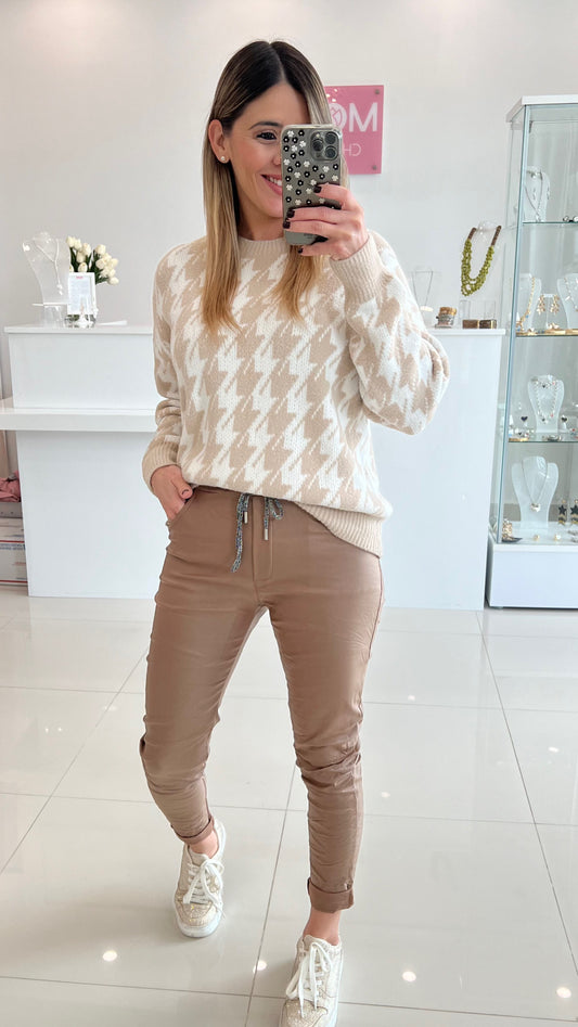 Houndstooth Sweater Top