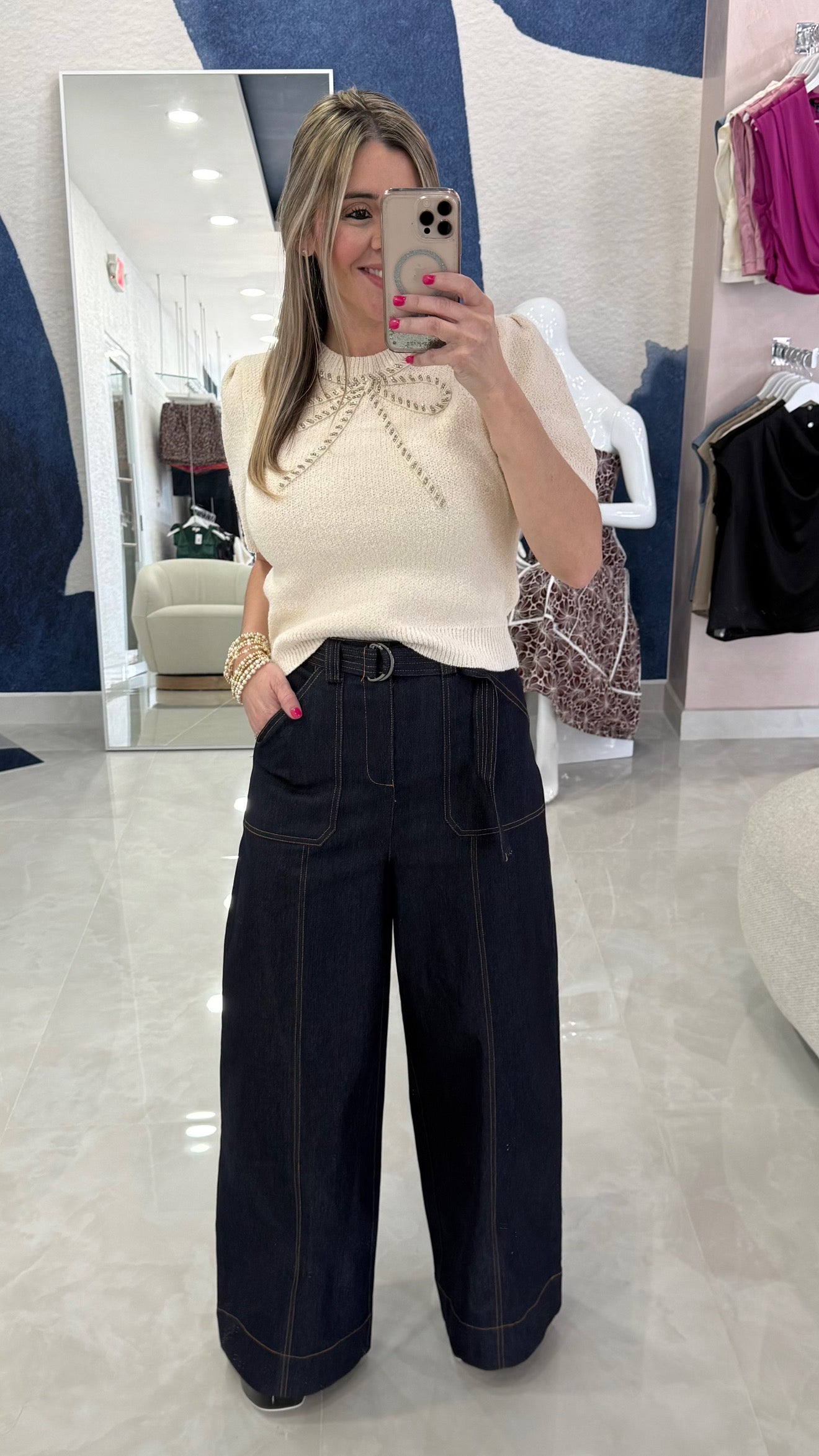 High Waist Wide Leg Dark Denim