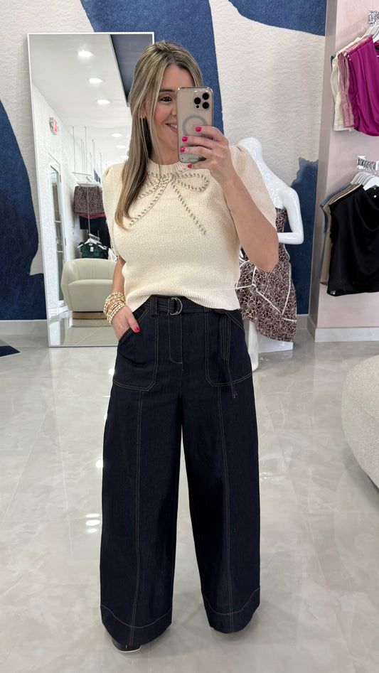 High Waist Wide Leg Dark Denim