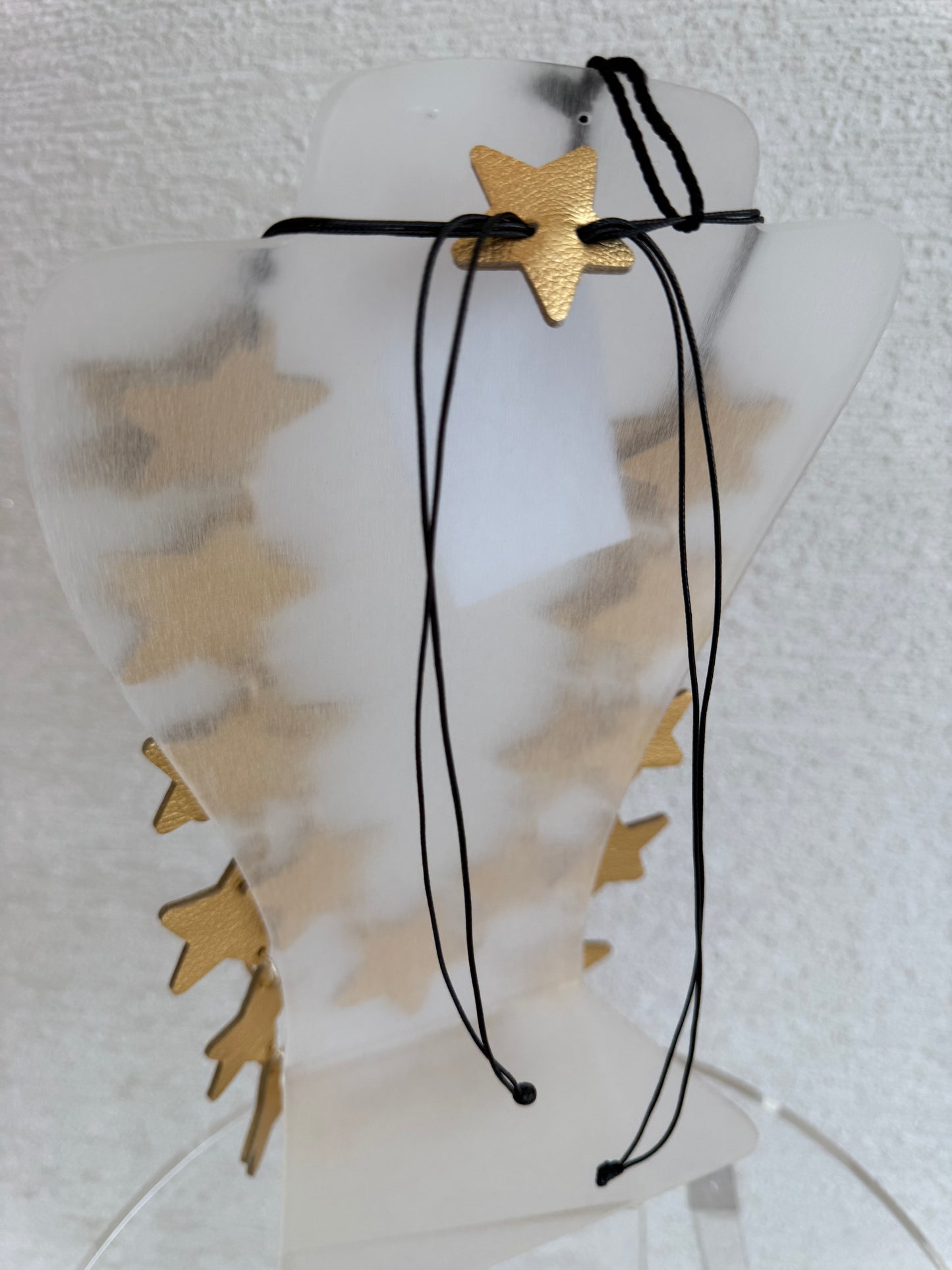 Leather Star Necklace Gold