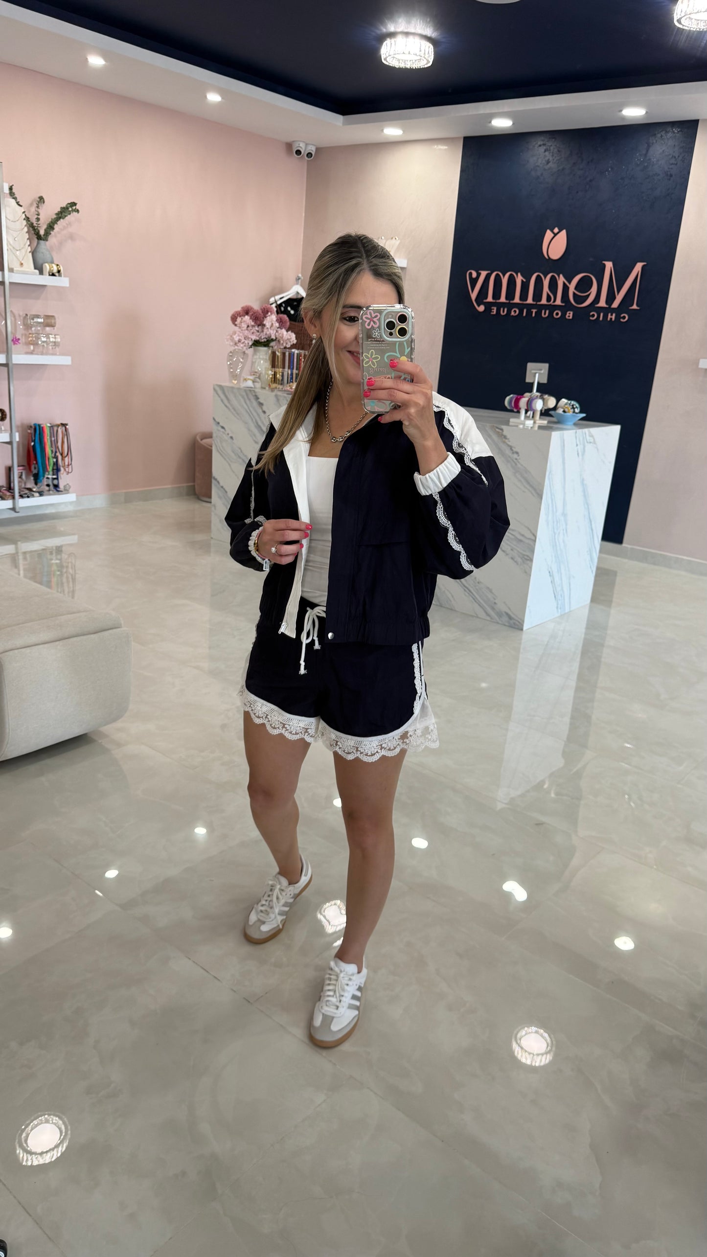 Lace & Mesh Jacket Navy