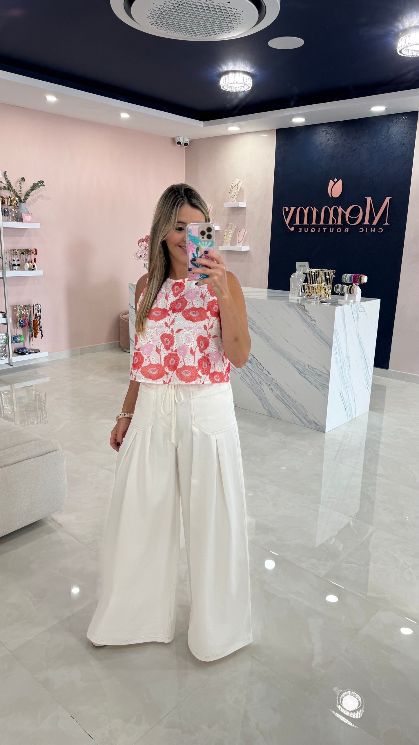 Pleated Wide Leg Denim Pant Off White