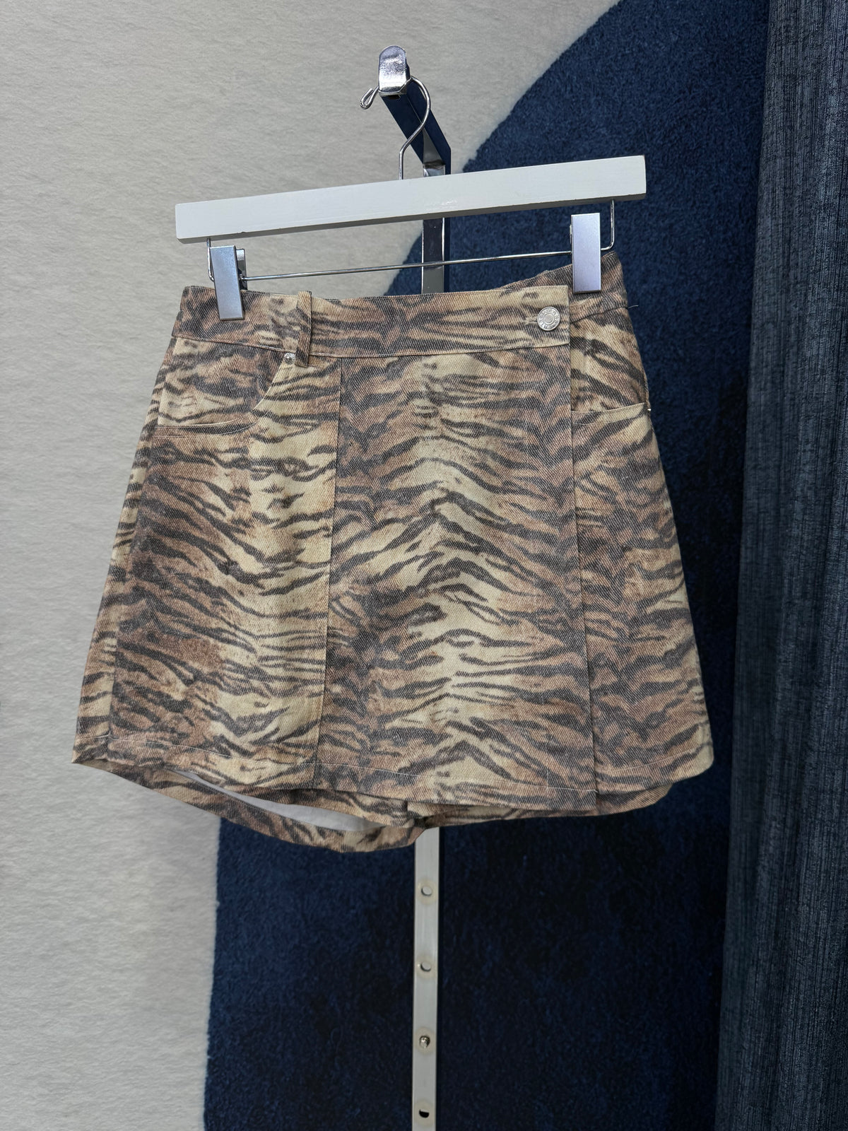Tiger Printed Denim Skort