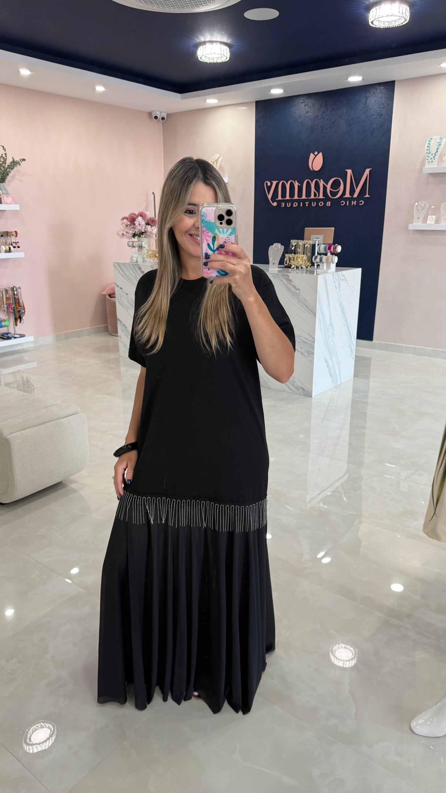 Colombia Shirt Dress Black With Fringe