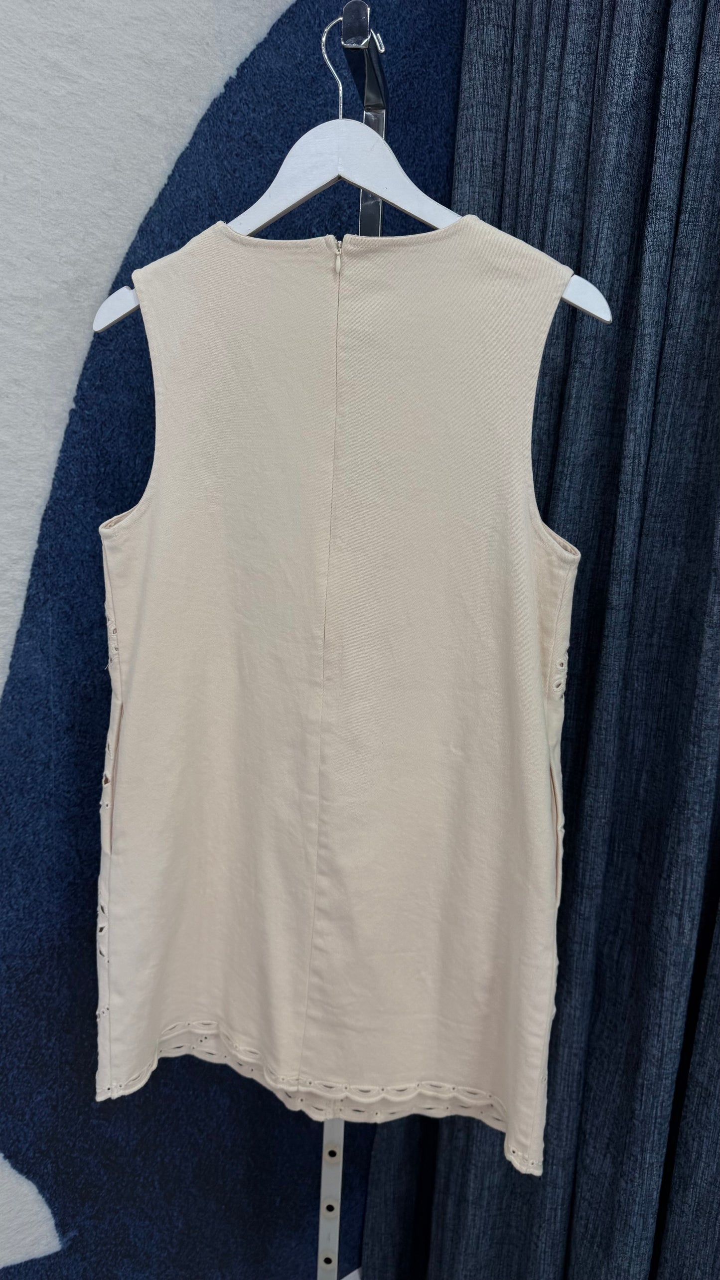 Embroidery Denim Dress Cream