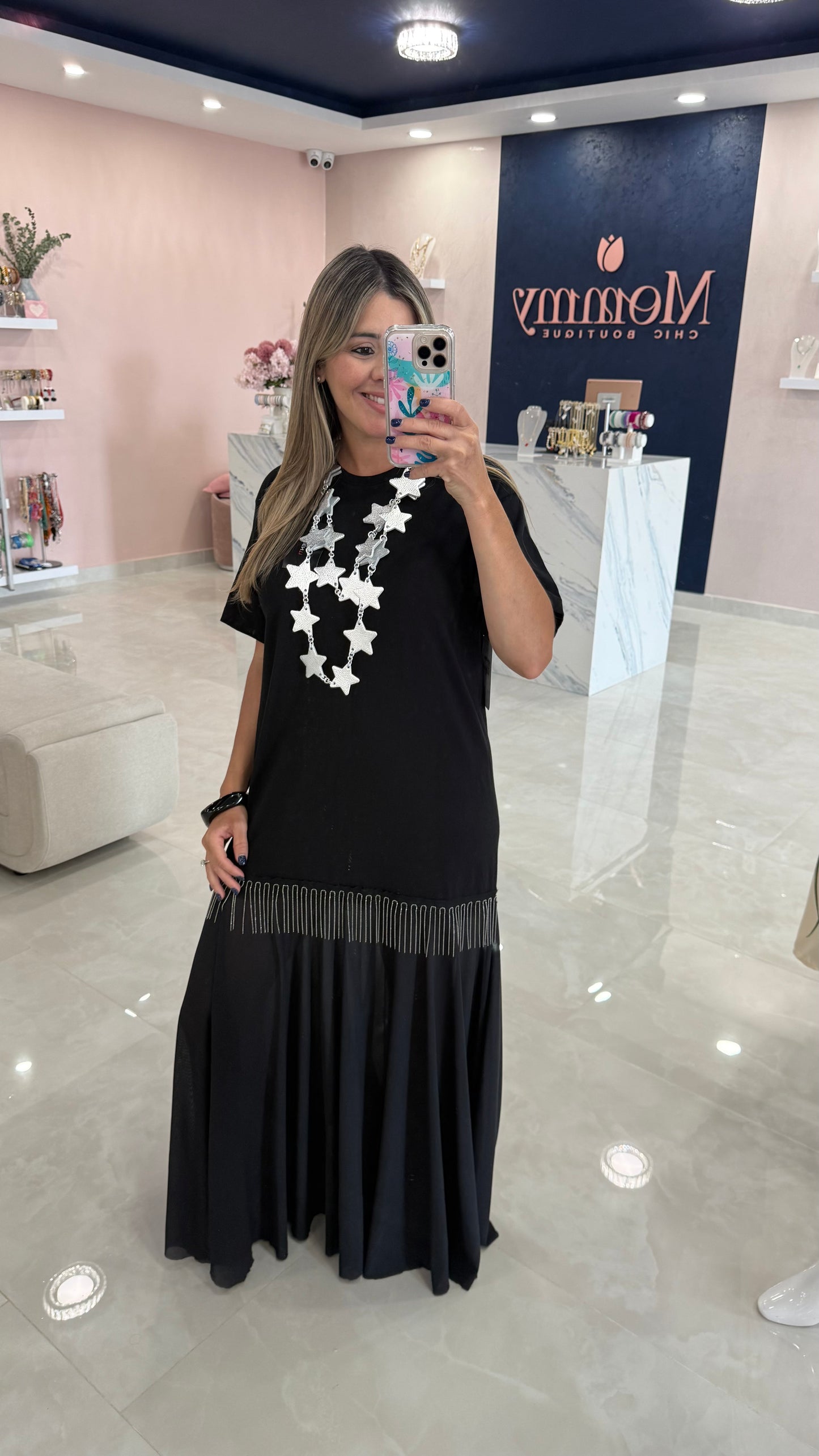 Colombia Shirt Dress Black With Fringe
