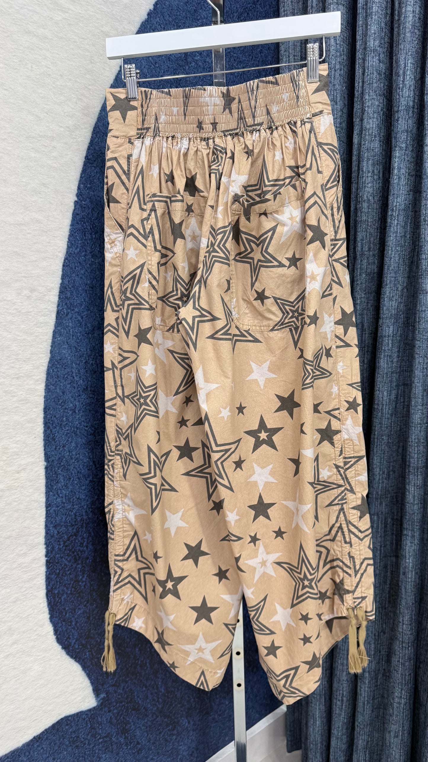 Drawstring High Waist Star Print Pant