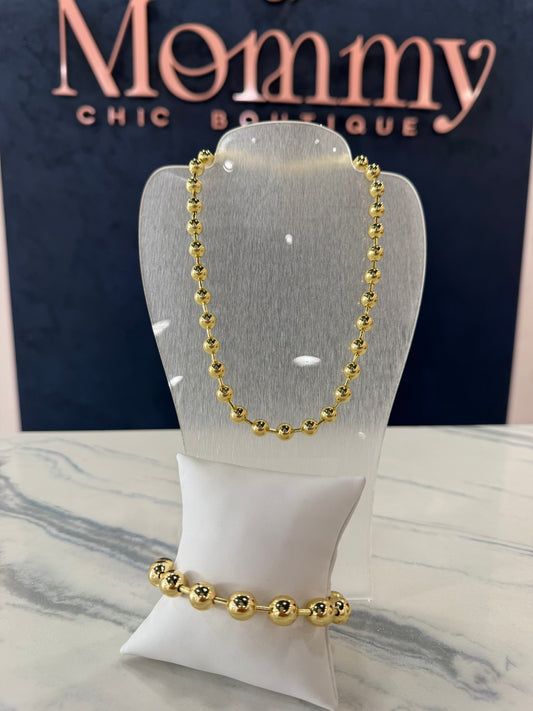 Military Necklace & Bracelet Set Gold