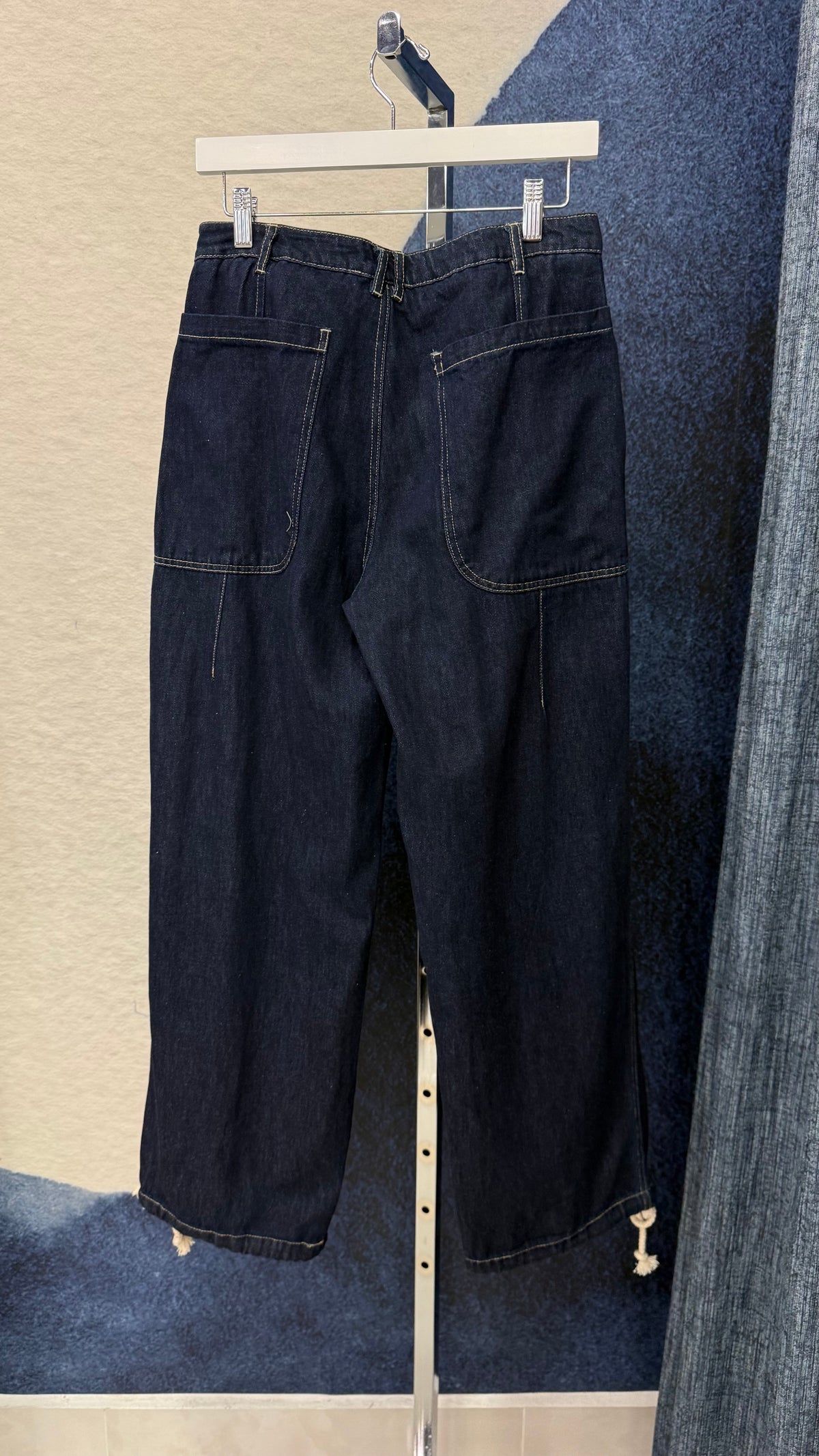 Dark Denim Pant With Drawstring Leg