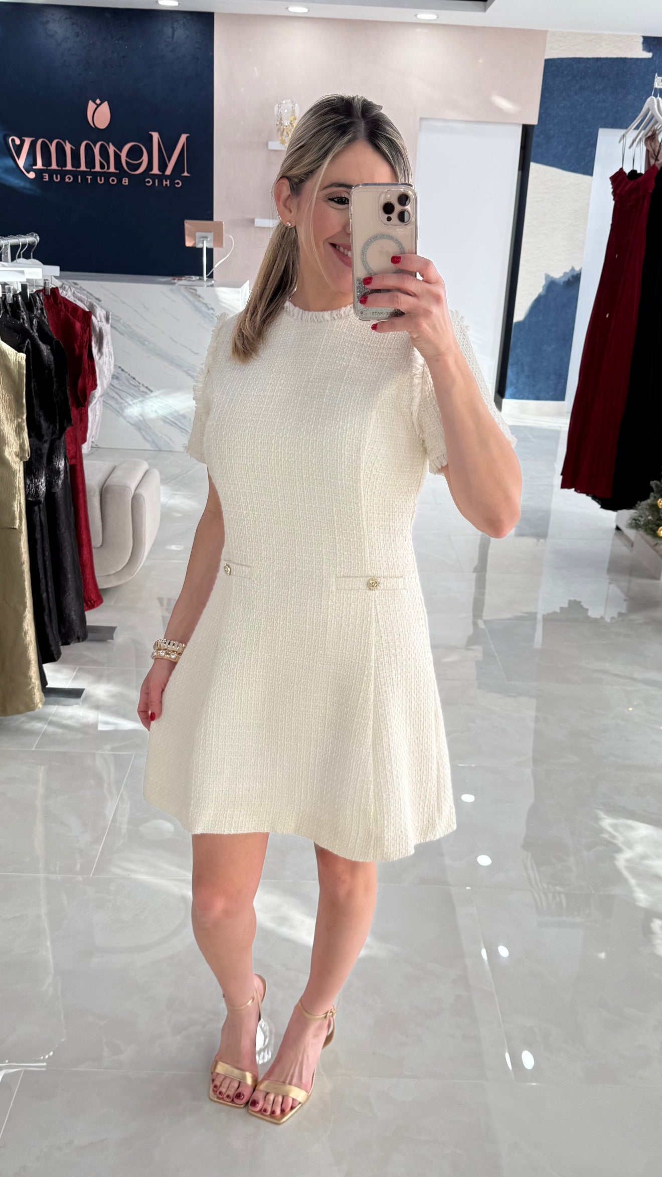 Tweed Dress Ivory