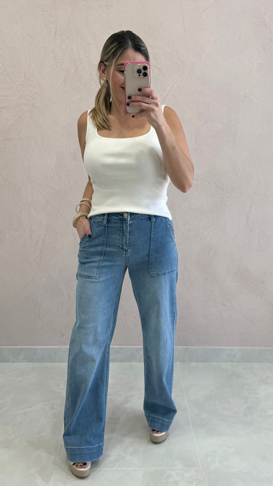 Wide Leg Denim Wash
