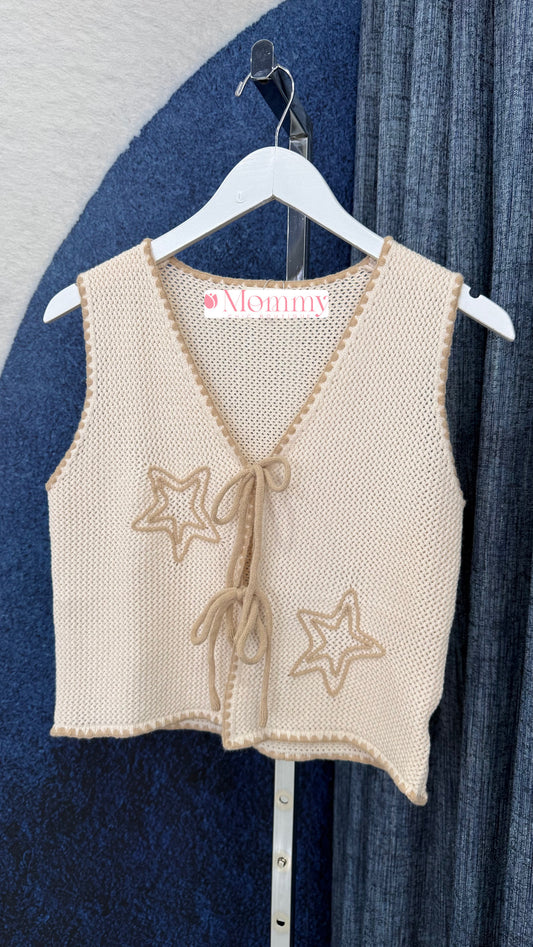 Vest Top Knit With Star Natural