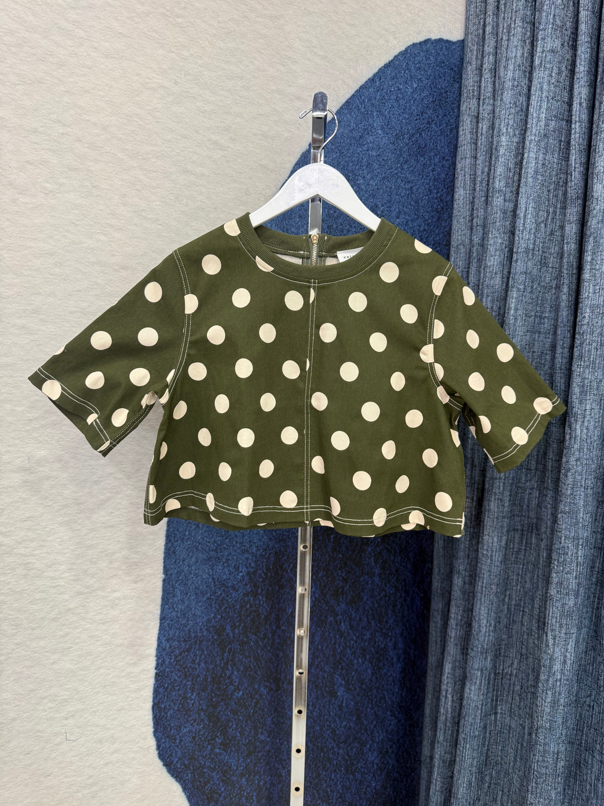 Polka Dots Denim Crop Top