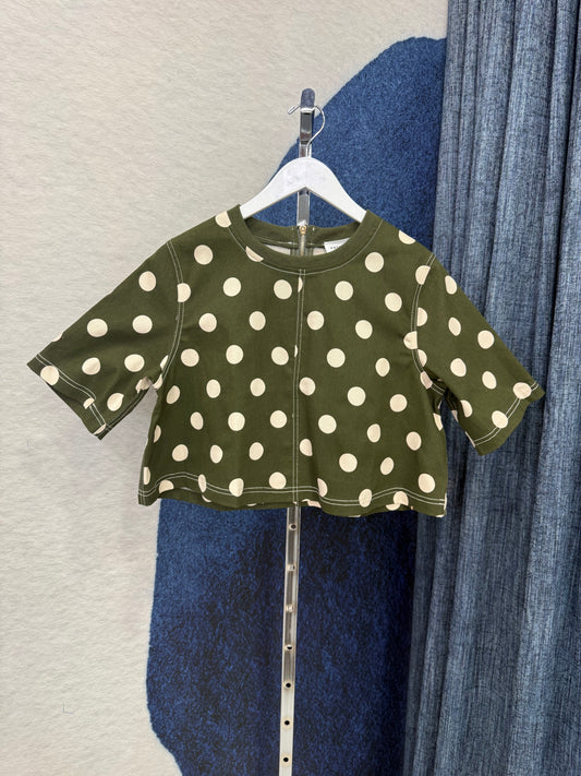 Polka Dots Denim Crop Top