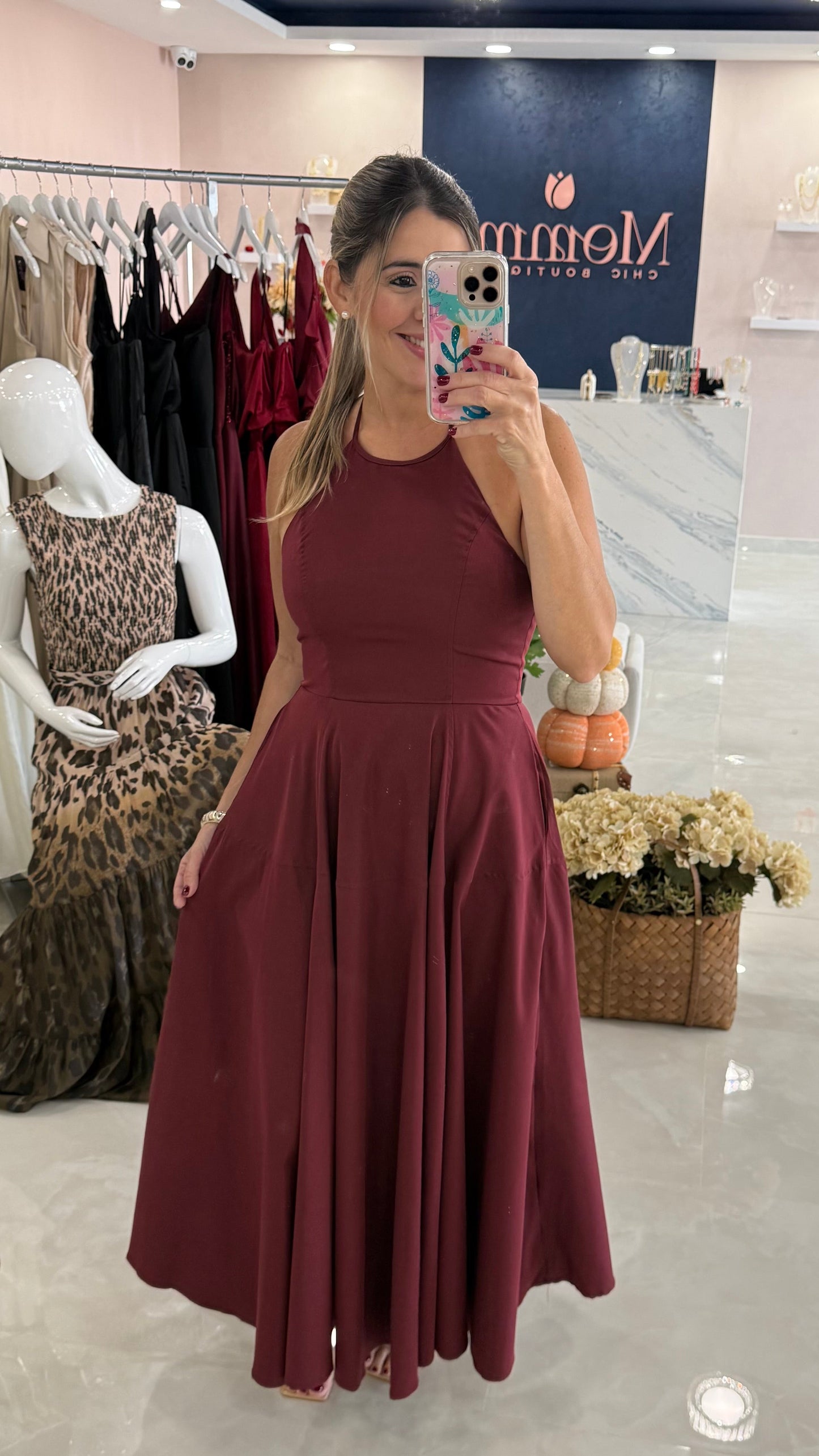 Halter Burgundy Dress