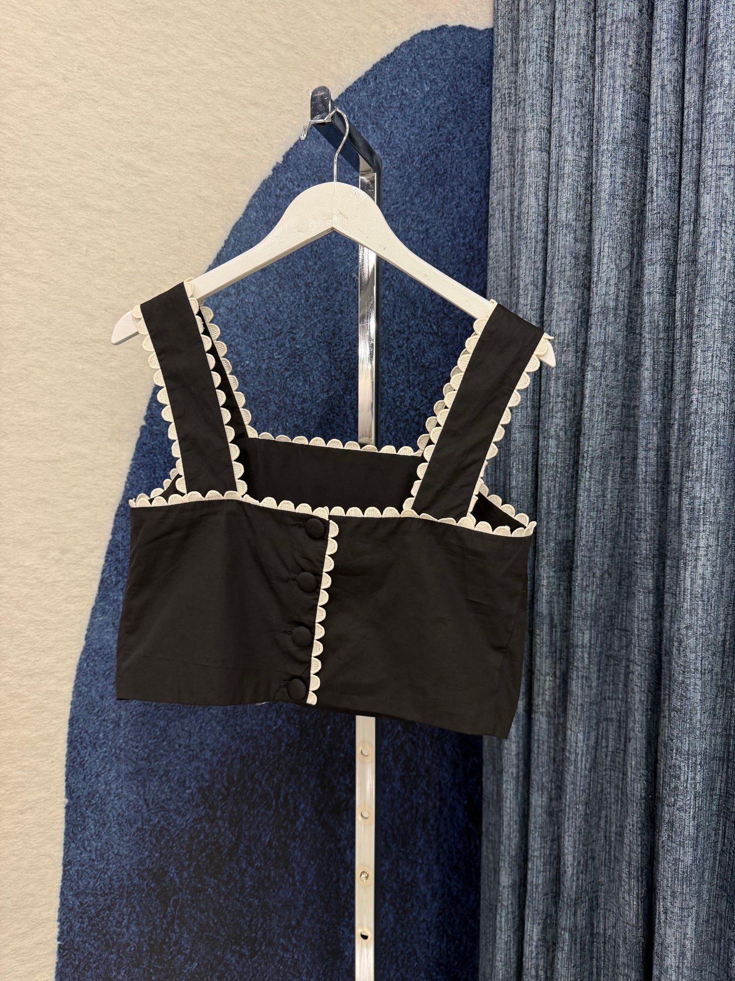 Embroidery Top & Skirt Set Black