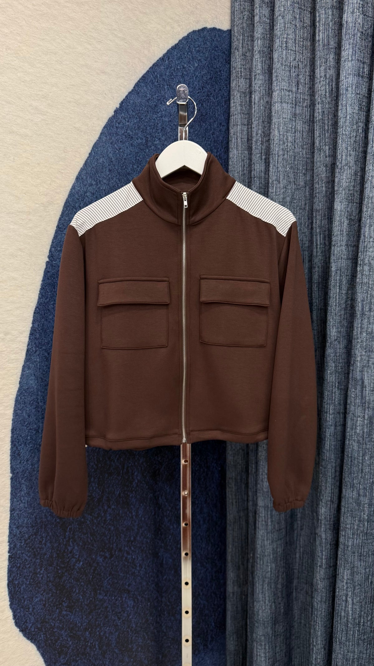 Cloud Contrast Zip Jacket & Pant Set Chocolate