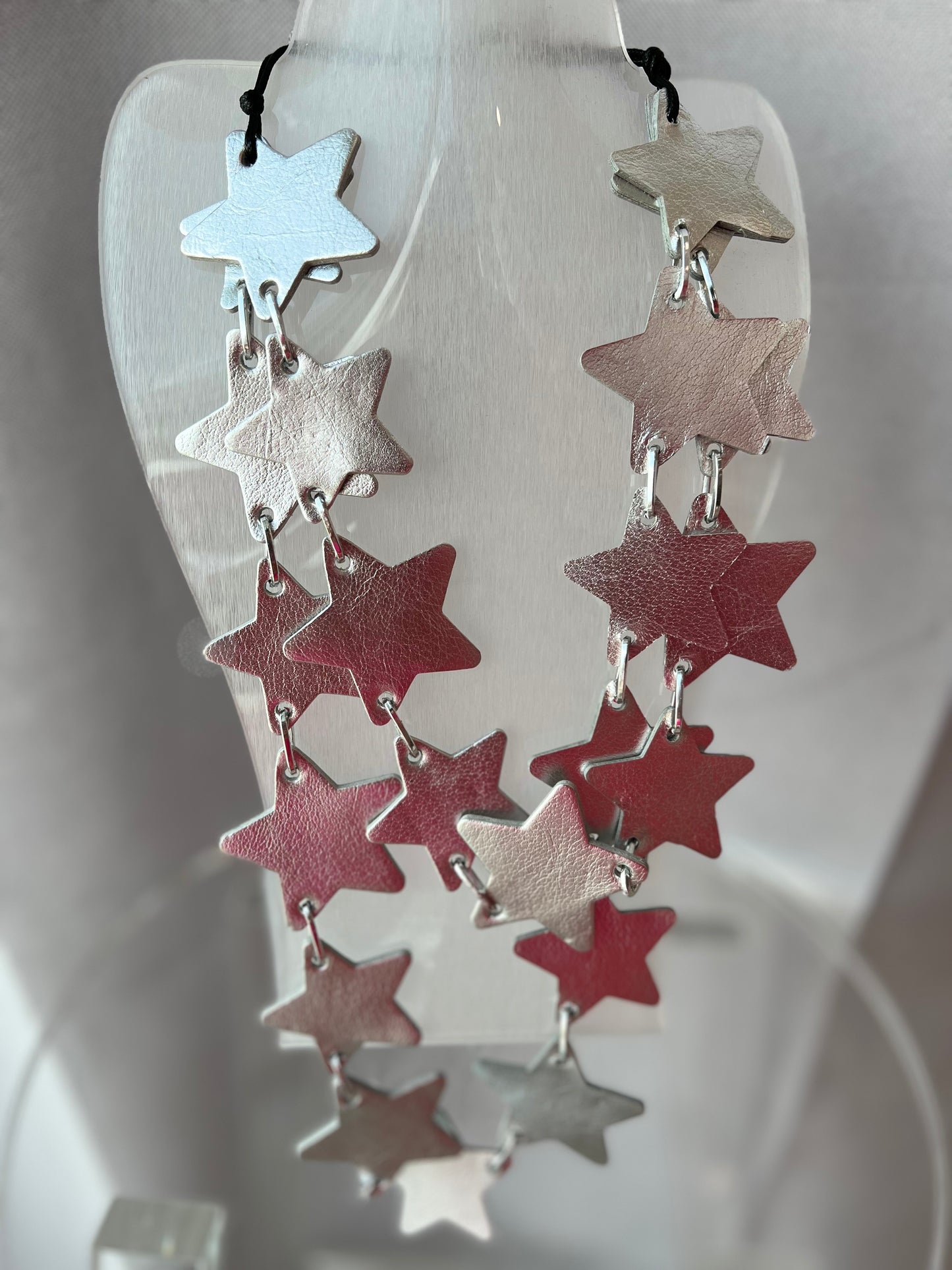Star Leather Necklace Silver