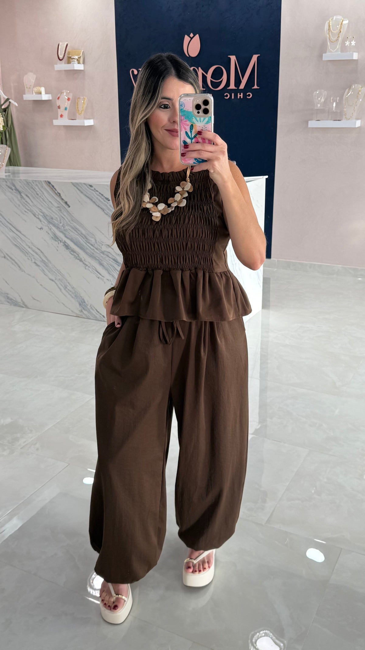 Peplum Top & Pant Chocolate