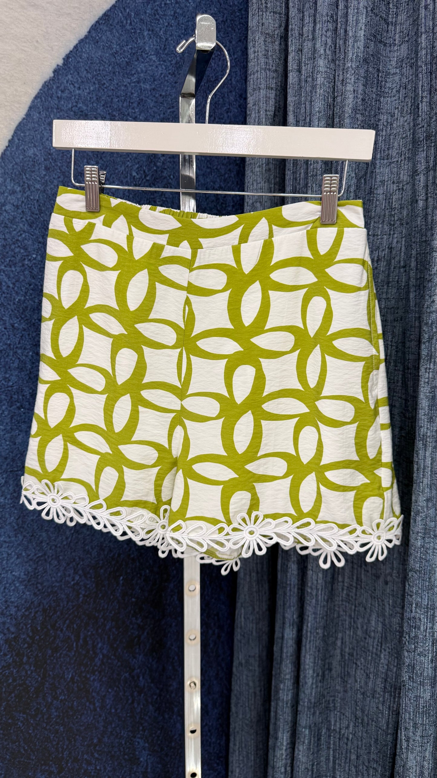 Embroidery Printed Top & Short Set Green