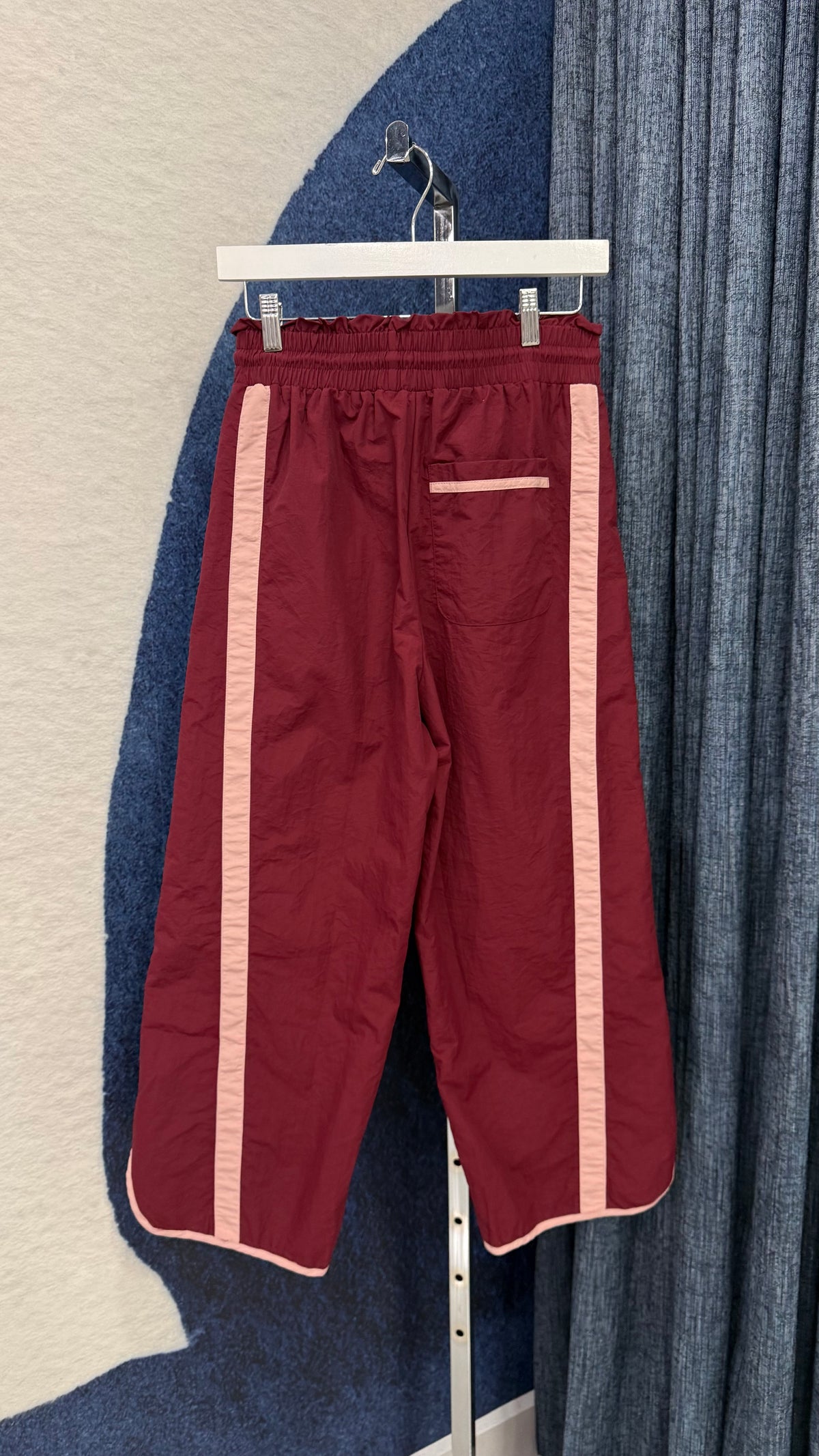 Barrel Leg Stipe Pant Burgundy