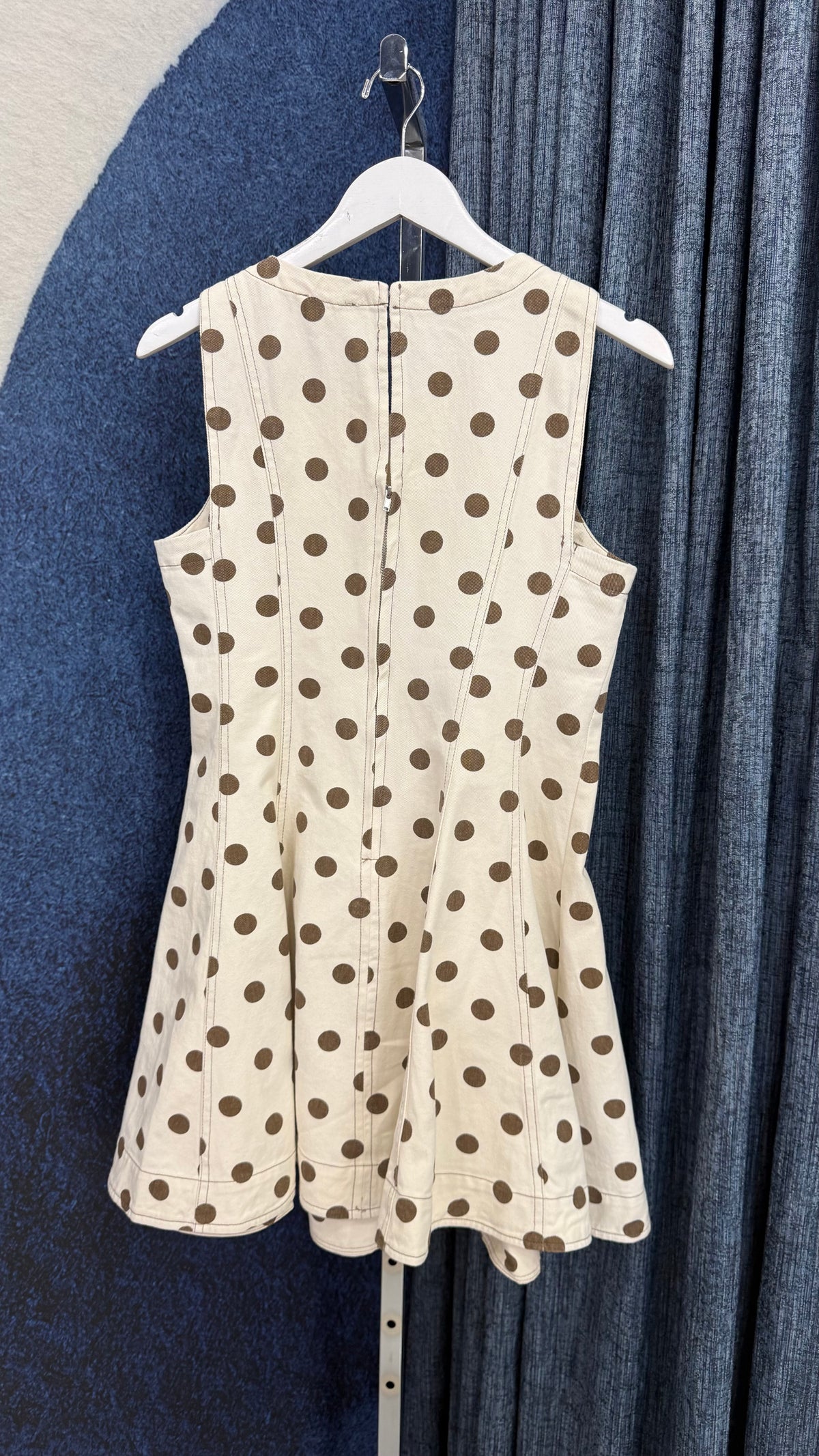 Denim Polka Dots Dress Brown/ Ivory