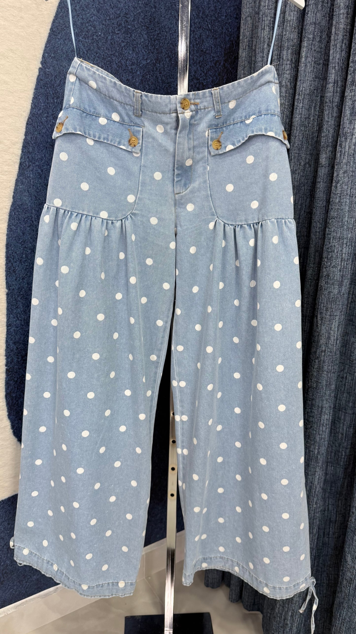 Polka Dots Denim With Drawstring